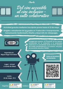 Cartel de la charla sobre cine inclusivo de Miguel Ángel Font